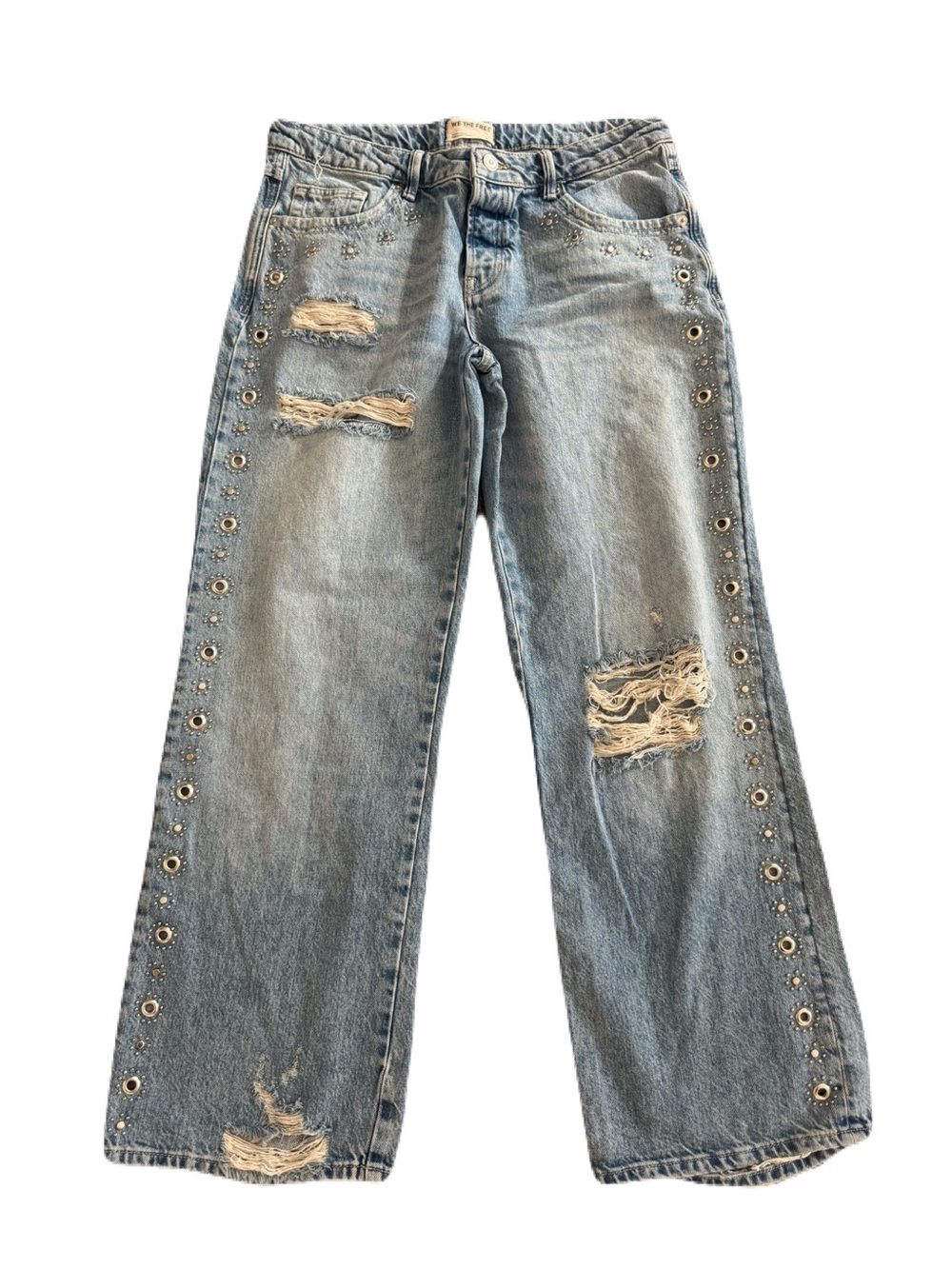 NWOT Women's Free People We The Free Tennessee Low-Rise Boyfriend Studded Jeans - Picture 3 of 10